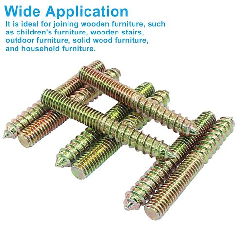 Zorfeter 20 Pack 3/8-16 x 3 Inch Double Headed Hanger Bolts, Self-Tapping Bolts Wood Dowel Screws Furniture Accessories, Fully Threaded Rods for Wood Joint/Furniture Assembly in Kuwait