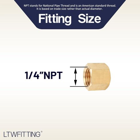 LTWFITTING Brass Pipe Cap Fittings 1/4-Inch NPT Air Fuel Water Boat(Pack of 20) in Kuwait