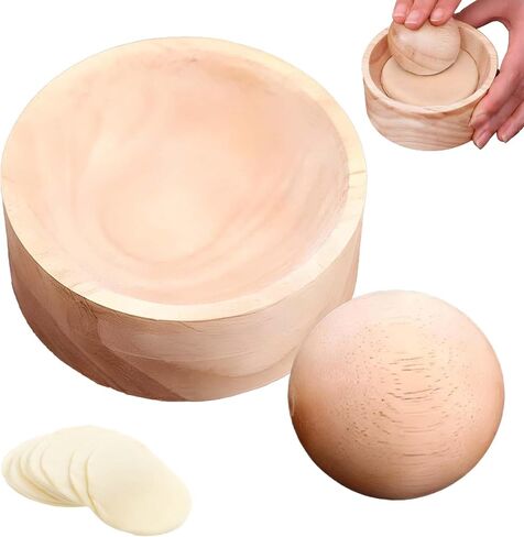 Wood Dumpling Skin Press Tool - Dough Maker for DIY Steamed Buns, Pies - Reusable and Portable Kitchen Gadget for Homemade Chinese Food Baking in Kuwait