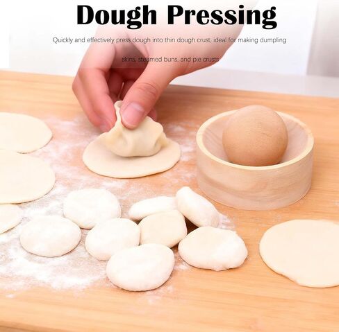 Wood Dumpling Skin Press Tool - Dough Maker for DIY Steamed Buns, Pies - Reusable and Portable Kitchen Gadget for Homemade Chinese Food Baking in Kuwait