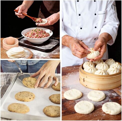 Wood Dumpling Skin Press Tool - Dough Maker for DIY Steamed Buns, Pies - Reusable and Portable Kitchen Gadget for Homemade Chinese Food Baking in Kuwait