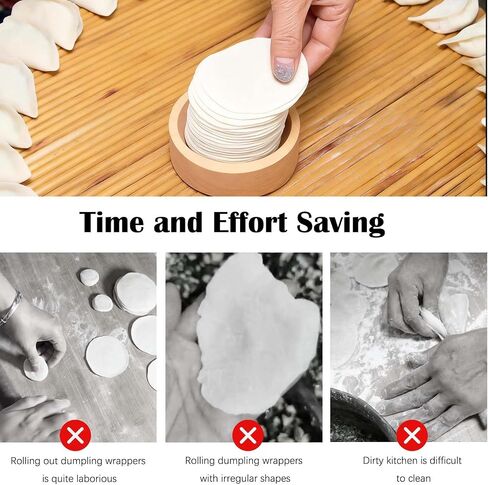 Wood Dumpling Skin Press Tool - Dough Maker for DIY Steamed Buns, Pies - Reusable and Portable Kitchen Gadget for Homemade Chinese Food Baking in Kuwait