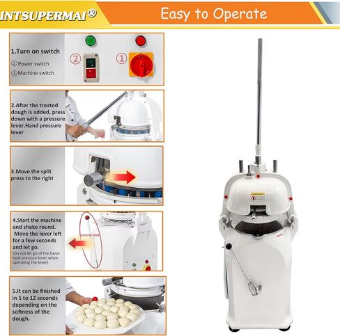 INTSUPERMAI Electric Dough Divider and Rounder Machine 36 PCS Commercial Dough Splitting Ball Machine Semi-Automatic Burger Dough Cutter Rounder Machine in Kuwait