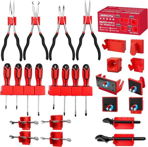 2-Pack Magnetic Wrench Organizer Set, 24-Slot Premium Wrench Rack Holder with Non-Slip Carry Handle for Tool Box Drawer Wall Storage, SAE (1/4'' to 15/16'') & Metric (6mm to 24mm) in Saudi Arabia