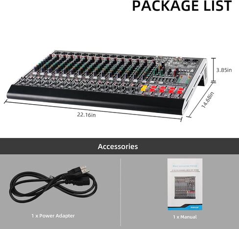 لوحة خلط صوت احترافية مكونة من 16 قناة مع 99 تأثير DSP، وحدة تحكم DJ رقمية EQ ذات 7 نطاقات مع USB بلوتوث MP3 للتسجيل، طاقة مستقلة 48 فولت وزر كتم الصوت in Kuwait