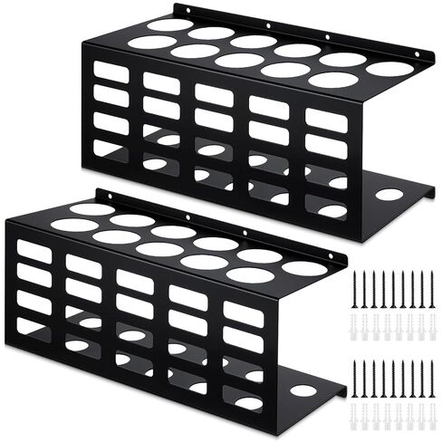 2 Pcs Caulking Tube Holder 15.7 x 6.3 x 6 Inch Metal Chalk Sealant Storage Rack Wall Mount Caulking Tube Organizer Tool Holds 11 Tubes for Workshop Shop Garage (Black) in Saudi Arabia