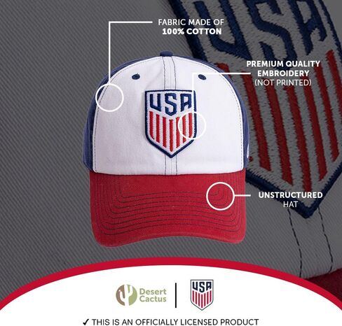 صبار الصحراء الولايات المتحدة لكرة القدم قبعة البيسبول USMNT الولايات المتحدة الأمريكية الرجال المنتخب الوطني الحواف القبعات المطرزة قبعة حزام القماش قابل للتعديل الكبار (الولايات المتحدة الأمريكية لكرة القدم على غرار F1، الأزرق) in Kuwait
