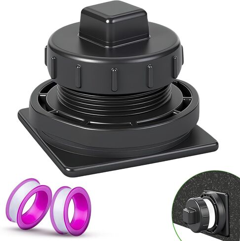 Stock Tank Drain Plug for Rubbermaid Commercial 50 70 100 150 300 Gallon Stock Tanks (≥2 in Holes),Stock Tank Plug,Black Water Tank Plug Replacement Kit,with 3/4" x 3/4" Brass Faucet in Kuwait