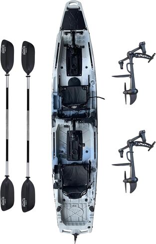 Upgraded Brooklyn 14.0 Pro Tandem Pedal Kayak by BKC, Sit-on-Top Fishing Kayak with Twin Pedals in Kuwait