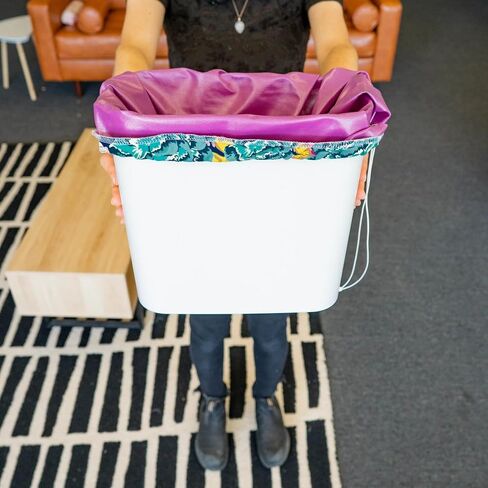 Marley's Monsters Washable Pail Liner - Reusable Water Resistant Trash & Recycling Bag with Drawstring Closure, Cotton Strap & Seamless Bottom - USA Made PUL Fabric for Kitchen, Laundry & Camping in Kuwait
