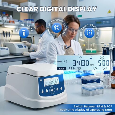 Mxmoonant Centrifuge Machine, 15ml Lab PRP Benchtop Centrifuges 300-4000RPM Electric Desktop Centrifuga with Digital Control Timer 30s-99min50s in Kuwait