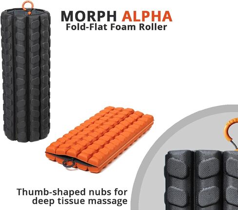 Brazyn Morph Foam Roller: Collapsible Travel Foam Roller for Back Pain Relief, Workout Muscle Recovery, Back Massager, Deep Tissue Leg Massage, Back Cracker (Midnight, Alpha Series (Deep Tissue)) in Kuwait