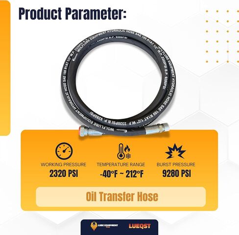 طقم خرطوم هيدروليكي LUEQST 1/2 بوصة - 2320 PSI SAE 100R1AT مطاط NBR المقوى بالفولاذ - تم تجميعه مسبقًا مع محولات 2x 90 درجة - جاهز للتركيب للزيت الهيدروليكي ومضاد التجمد (15 قدمًا) in Kuwait