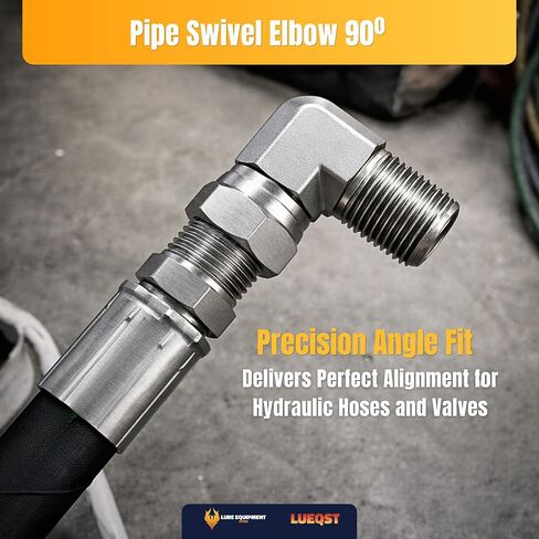 طقم خرطوم هيدروليكي LUEQST 1/2 بوصة - 2320 PSI SAE 100R1AT مطاط NBR المقوى بالفولاذ - تم تجميعه مسبقًا مع محولات 2x 90 درجة - جاهز للتركيب للزيت الهيدروليكي ومضاد التجمد (15 قدمًا) in Kuwait