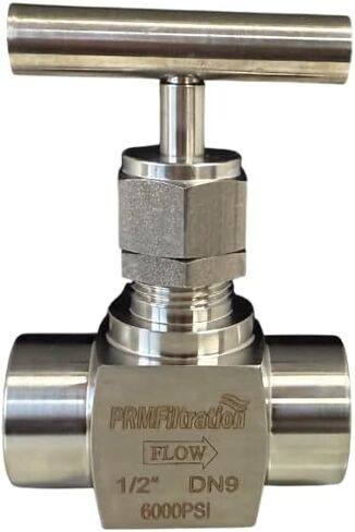 PRM 1/2 Inch Needle Valve, 304 Stainless Steel, Female NPT, 6000 PSI, PTFE Stem Seal, T-Design Handle, Temperature Range -65°F to 450°F for Precise Fluid Control in Industrial Applications in Kuwait
