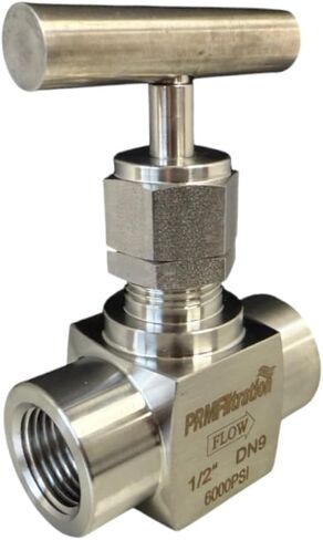 PRM 1/2 Inch Needle Valve, 304 Stainless Steel, Female NPT, 6000 PSI, PTFE Stem Seal, T-Design Handle, Temperature Range -65°F to 450°F for Precise Fluid Control in Industrial Applications in Kuwait