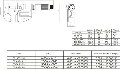 iGAGING 0-1"/0-25mm Twin Force Friction and Ratchet Movement Digital Micrometer, IP65 Rate, 35-065-U01 in Kuwait