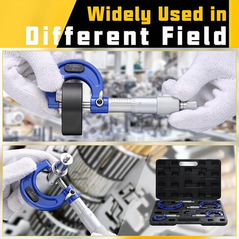 Outside Micrometer Set 0-4" Range, 4-Piece Precision Micrometer Measuring Tools with Carbide Tips, 0.0001" Graduation, Includes Standards & Case in Kuwait