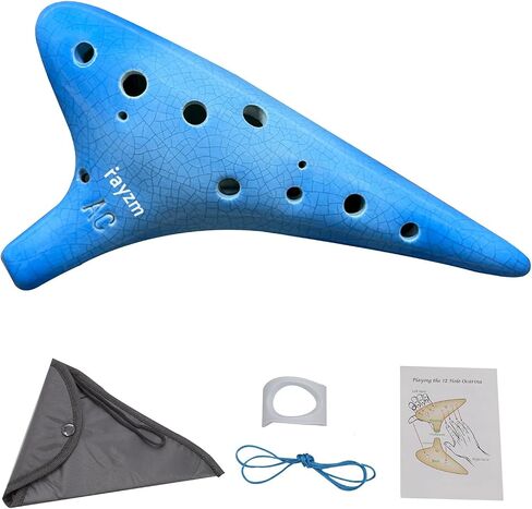 Rayzm 12-Hole Alto C Ceramic Ocarina, 13-note C Major, Beginner Ocarina Wind Musical Instrument with Padded Carry Bag for Music Lovers in Kuwait