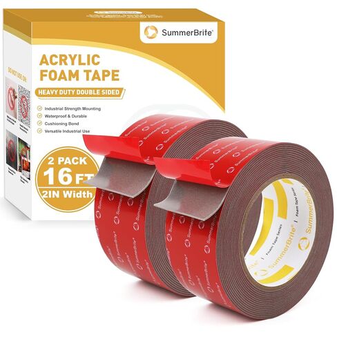 Summerbrite Heavy Duty Double Sided Foam Tape, 1/2 Inch x 34 Ft (1 Roll), 0.05 Inch Thick Industrial Grade Waterproof Mounting Tape for Automotive, LED Strip Lights, Home Office Decor, Strong Bond in Saudi Arabia