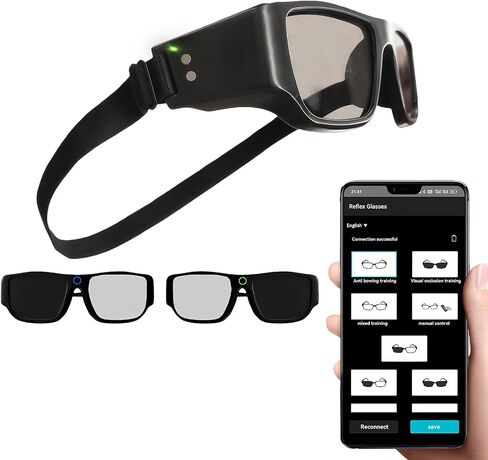 Netrix Reflex Glasses for Sports Training - Smart Vision & Reaction Speed Enhancer for Boxing, MMA, Baseball, Tennis - Adjustable Fit, Touch Control & Magnetic Charging in Kuwait