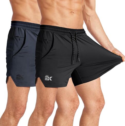 BROKIG 2 Pack Men's Inzip Lightweight Gym Shorts, 5" Quick Dry Sport Workout Athletic Running Shorts Men Zip Pocket in Saudi Arabia