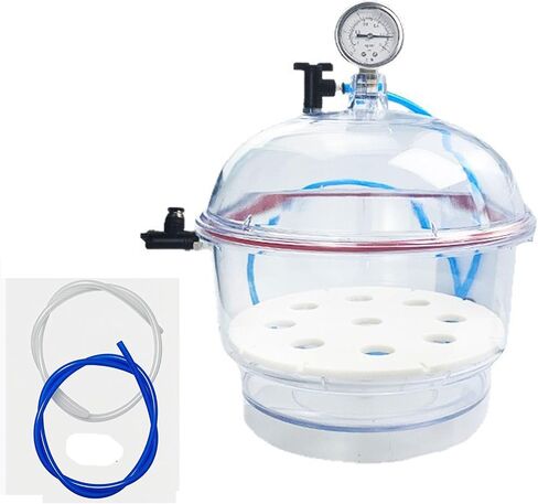 Pc Vacuum Desiccator, 150/250mm Transparent Vacuum Drying Container, with Double Vacuum Valve, Pressure Gauge and Reliable Silicone Seal, Thickened Material, Enhanced 150mm in Kuwait
