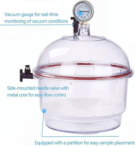 Pc Vacuum Desiccator, 150/250mm Transparent Vacuum Drying Container, with Double Vacuum Valve, Pressure Gauge and Reliable Silicone Seal, Thickened Material, Enhanced 150mm in Kuwait