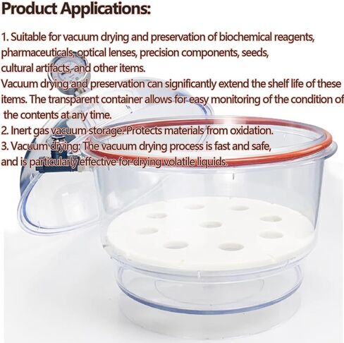Pc Vacuum Desiccator, 150/250mm Transparent Vacuum Drying Container, with Double Vacuum Valve, Pressure Gauge and Reliable Silicone Seal, Thickened Material, Enhanced 150mm in Kuwait