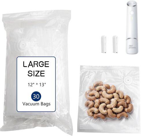 30-Pack Small Vacuum Sealer Bags & 2 Bonus Sealing Clips, Compatible with Chef Preserve – BPA-Free (8 x 10 in) Reusable Food Storage Bags for Freezer, Microwave, Sous Vide – Leak-Proof in Kuwait