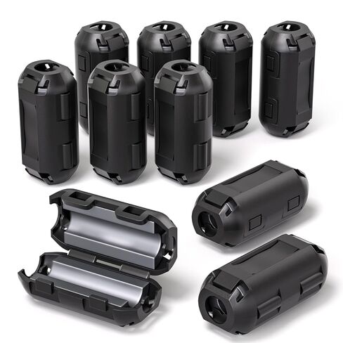 10 Pcs Ferrite Ring Core Black Clip-on Ferrite Core EMI Noise Suppressor Cable Clip with 4.5mm Inner Diameter for USB Cords, Audio and Video Cable Power Cord in Kuwait