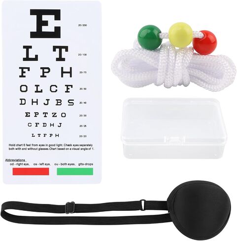 7 ft Vision Convergence Beads Training Kit with Eye Patch & Snellen Eye Chart, Vision Therap-y Convergence Insufficiency Tool for Eye' Focus Exercise and Agility(Multi) in Kuwait