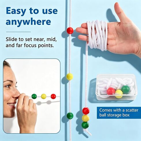 7 ft Vision Convergence Beads Training Kit with Eye Patch & Snellen Eye Chart, Vision Therap-y Convergence Insufficiency Tool for Eye' Focus Exercise and Agility(Multi) in Kuwait