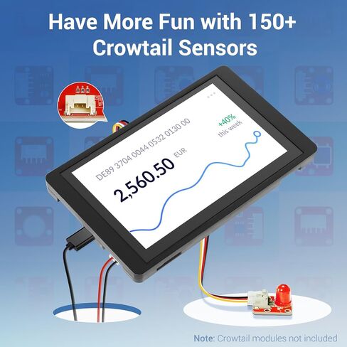 ESP32 Display 800×480, 5 Inch HMI Basic ESP32 RGB TFT LCD Touch Screen with Acrylic Case, 32-Bit LX6 Dual-Core Processor, Up to 240MHz, Compatible with Arduino, LVGL, PlatformIO, MicroPython in Kuwait