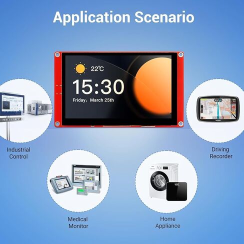 ESP32 Display 800×480, 5 Inch HMI Basic ESP32 RGB TFT LCD Touch Screen with Acrylic Case, 32-Bit LX6 Dual-Core Processor, Up to 240MHz, Compatible with Arduino, LVGL, PlatformIO, MicroPython in Kuwait