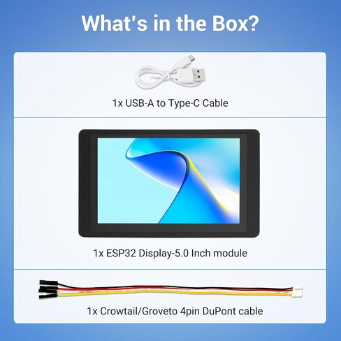 ESP32 Display 800×480, 5 Inch HMI Basic ESP32 RGB TFT LCD Touch Screen with Acrylic Case, 32-Bit LX6 Dual-Core Processor, Up to 240MHz, Compatible with Arduino, LVGL, PlatformIO, MicroPython in Kuwait