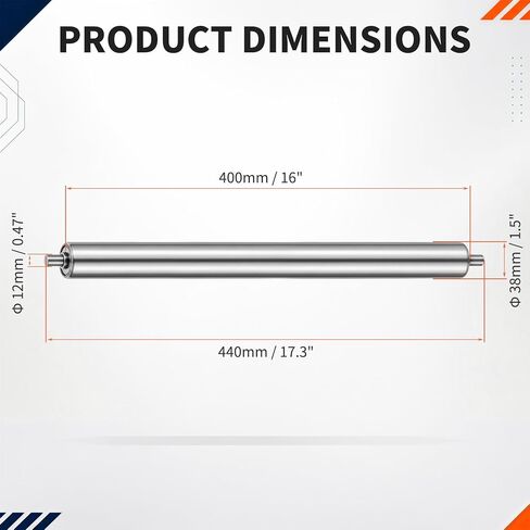 Conveyor Roller 16 inch Length 1.5 inch Diameter Galvanized Steel Rollers Gravity Transmission Replacement Part for Warehouses Assembly Lines Woodworking Tables Boats & Docks (16" x 1.5") in Kuwait