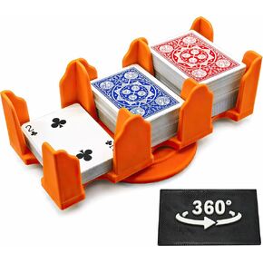 حامل البطاقات - حامل ألعاب البطاقات الدوارة المكون من 4 طبقات، صينية أوراق اللعب تدور 360 درجة لتنظيم أسطح متعددة للكاناستا والبوكر والمزيد | خفيفة الوزن ومتينة مع دوران سلس (4Deck-Green) in Kuwait