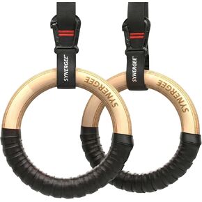 Synergee Wooden Gym Rings – 1.25" Rings with Numbered Straps in Saudi Arabia