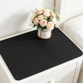 2 Pack Cuttable Leather Nightstand Mat - 23.6x11.8in, Waterproof & Non-Slip, Bedside Table, Dresser, End Table, Small Desk Mat, Black in Kuwait