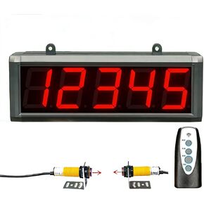 5-Digit Industrial Digital Counter, 3 Inch LED Infrared Digital Counter with Remote Control, 0-5M Non-Contact Induction, Power-Off Memory, Auto Count Up to 99999 for Factory Workshop Use in Kuwait
