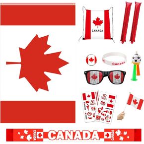 2026 World Cup Soccer Fan Kit 12PCS - Cheering Set with 3x5 Flag, Thunder Sticks, Scarf, Fan Glasses, Drawstring Bag, Wristband, Whistle, Hand Flag, Temporary Tattoos, Supporter Gear in Kuwait