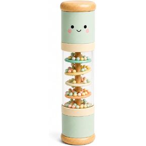 Juju Wooden Rain Stick – Pastel Mint Beechwood Rainmaker with Clear Bead Window and Kawaii Face – Rounded Wood End Caps – Whimsical Shelf and Nursery Room Decor Accent in Kuwait