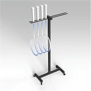 Mobile Badminton & Tennis Racket Storage Cart - Rolling Floor Stand Organizer for Kids & Adults - Ideal for Schools & Gyms - Durable Racket Holder on Wheels in Kuwait