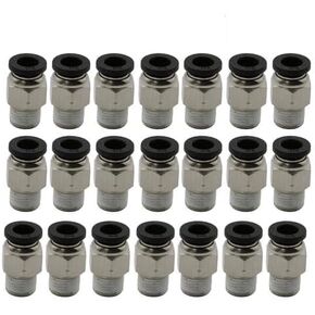 60-Pack 1/4" OD Push-to-Connect Pneumatic Fitting with 1/8" NPT Nickel-Plated Brass Thread, 150 PSI Rated, Hex 1/2" Wrench Fit in Kuwait