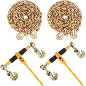 غلاف تحميل سلسلة Garvee 2PACK، 3/8"-1/2" مجلدات تحميل السقاطة، 3/8" x 10' G80 سلاسل 9200 رطل حد حمل العمل، غلاف سلسلة السقاطة مع خطاف الإمساك، مجلدات التحميل للشاحنة، ربط للأسفل in Kuwait