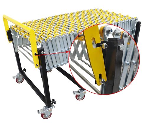 23.6" Wide Unpowered Portable Flexible Conveyor Expandable Length 47"-177" Height Adjustable 29.5"-45.3" Roller Table Conveyor in Kuwait