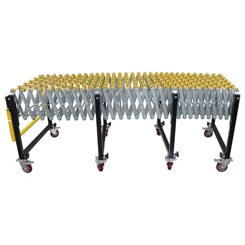 23.6" Wide Unpowered Portable Flexible Conveyor Expandable Length 47"-177" Height Adjustable 29.5"-45.3" Roller Table Conveyor in Kuwait