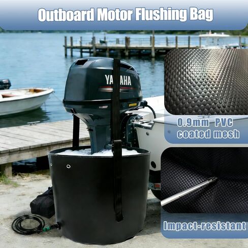 Outboard Motor Flushing Bag for Outboard Flushing on Land, 27.6'' x 27.6'' x 30'', Outboard Engines Flushing Bag Suitable for Under 350HP Outboards in Kuwait