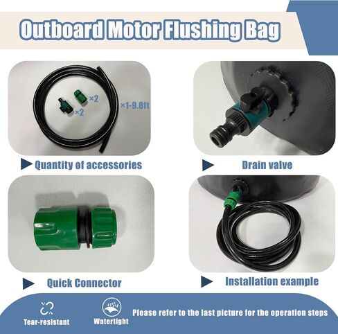 Outboard Motor Flushing Bag for Outboard Flushing on Land, 27.6'' x 27.6'' x 30'', Outboard Engines Flushing Bag Suitable for Under 350HP Outboards in Kuwait